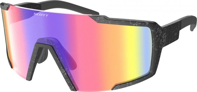 Очки спортивные Scott Shield Sunglasses, чёрно-бирюзовые Marble Black/Teal Chrome