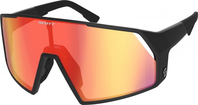 Очки спортивные Scott Pro Shield Sunglasses, чёрные с красно-жёлтой линзой Black/Red Chrome