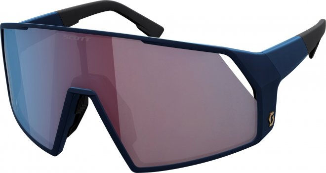 Очки спортивные Scott Pro Shield Sunglasses, сине-чёрные с пурпурно-синей линзой Submariner Blue/Blue Chrome