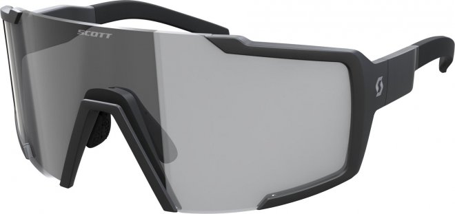 Очки спортивные Scott Shield Compact Light Sensitive Sunglasses, чёрные Matte Black/Grey Light Sensitive