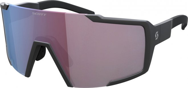 Очки спортивные Scott Shield Compact Sunglasses, чёрные с сине-пурпурной линзой Matte Black/Blue Chrome