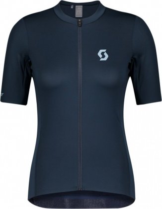 Веломайка женская с короткими рукавами Scott RC Premium S/SL Shirt, синяя Midnight Blue/Glace Blue