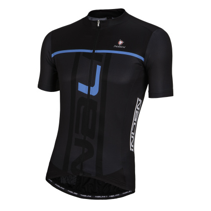 Джерси с короткими рукавами Nalini Speed Jersey, чёрное с голубыми элементами