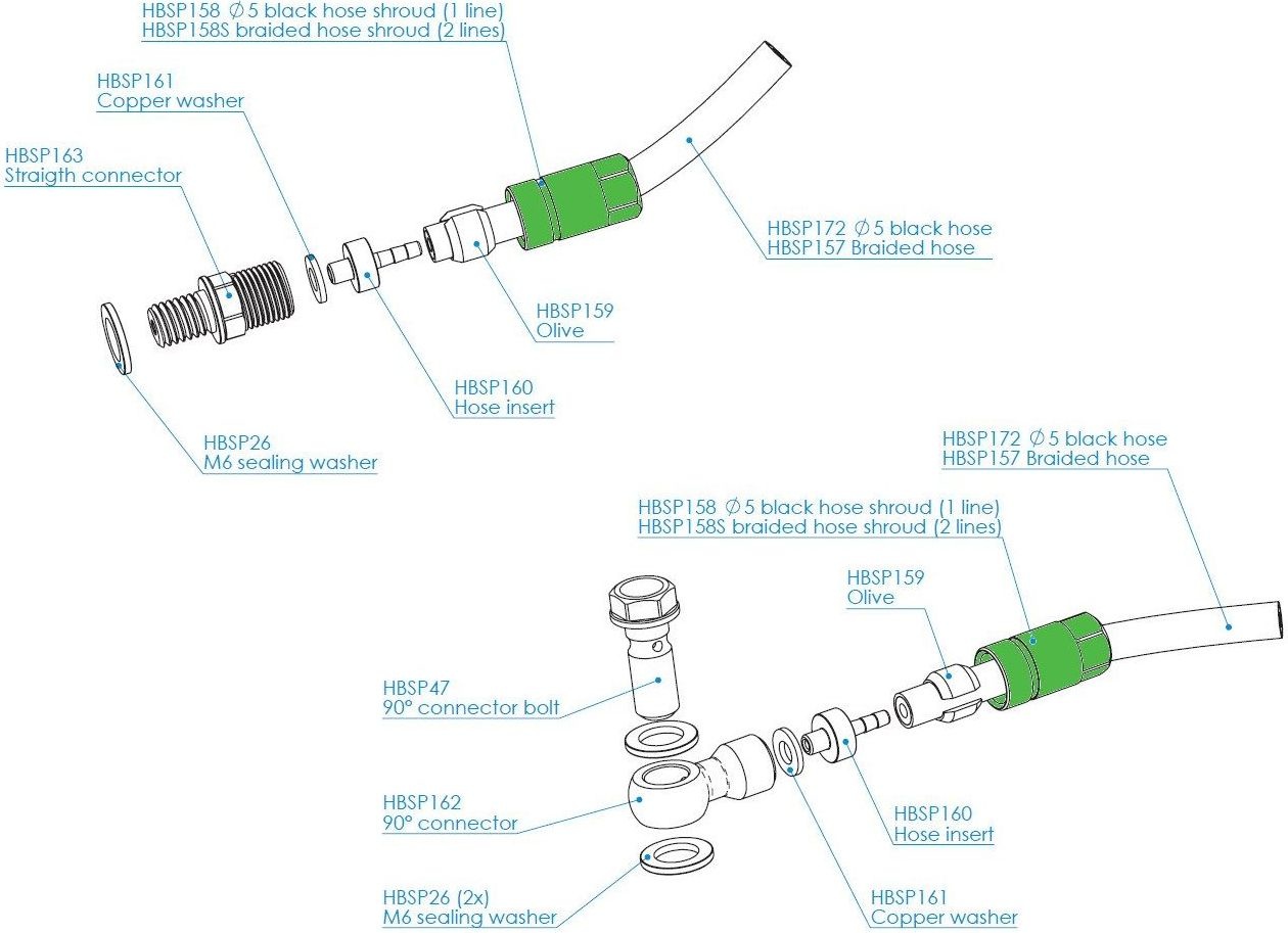 Геометрия рамы Hope 90° Connector (Suit 5mm & S.S. Hose) коннектор