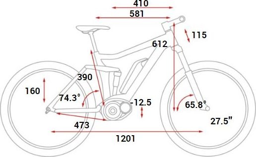 Геометрия рамы Cube Stereo Hybrid 160 Action Team 500 27.5