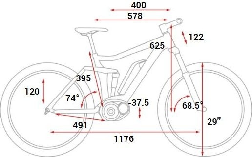 Геометрия рамы Cube Stereo Hybrid 120 Race 500 29