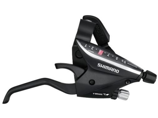 Манетка правая с тормозной ручкой Shimano ST-EF65, 9 скоростей, с тросом, чёрная