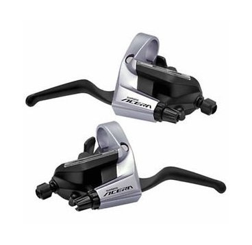 Комплект манеток с тормозными ручками Shimano Acera ST-T3000, с тросами и оплётками, серебристый