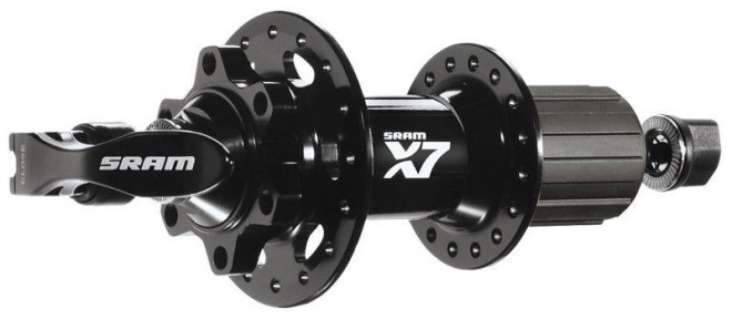 Втулка задняя SRAM MTB X7, под дисковый тормоз 6-bolt Disc, 32H отверстия под спицы, ширина 135 мм, под эксцентрик QR 9 мм, чёрная