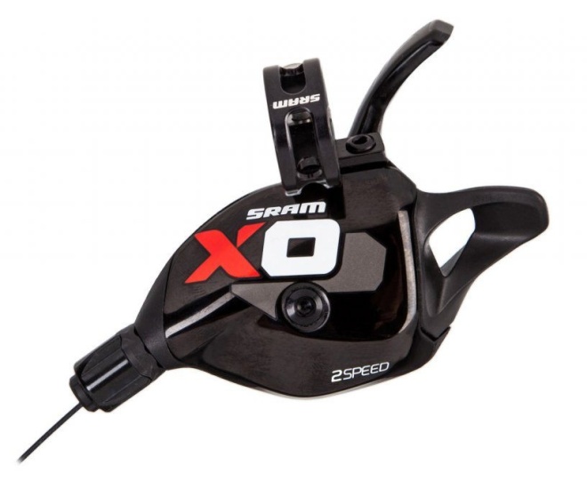 Манетка левая SRAM X0 Trigger, 2 скорости, чёрно-красно-белая