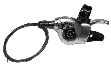 Манетка левая SRAM X0 Trigger, 2 скорости, с тросом, серебристая Silver