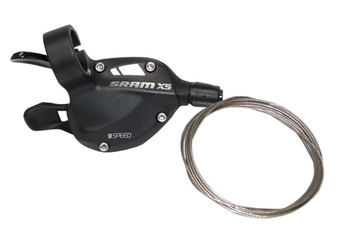 Манетка правая SRAM X5 Trigger, 9 скоростей, с тросом, чёрная