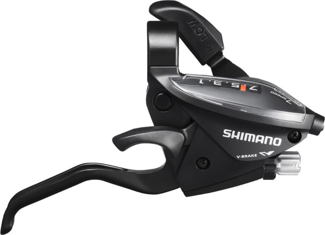 Манетка правая с тормозной ручкой Shimano ST-EF510-7R2A, с тросом, под 2 пальца, чёрная Black