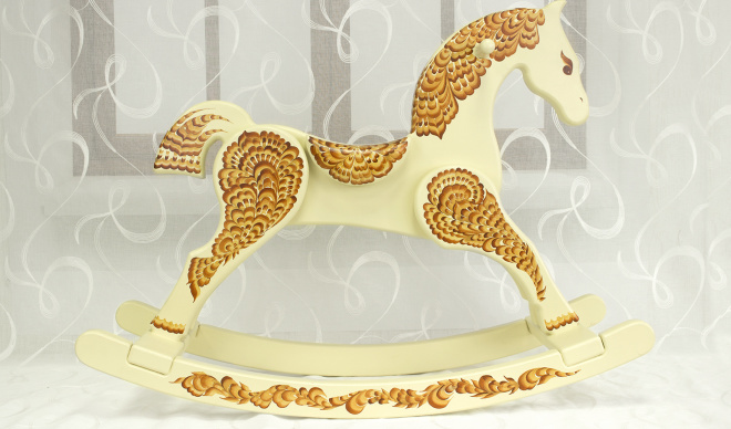 Лошадка-качалка Лана Палех, белый шоколад