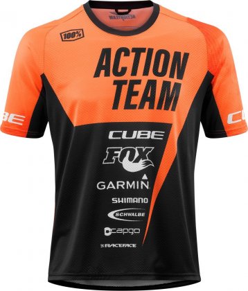 Джерси с коротким рукавом Cube Edge Round Neck Jersey S/S X Actionteam, оранжево-чёрное Orange/Black