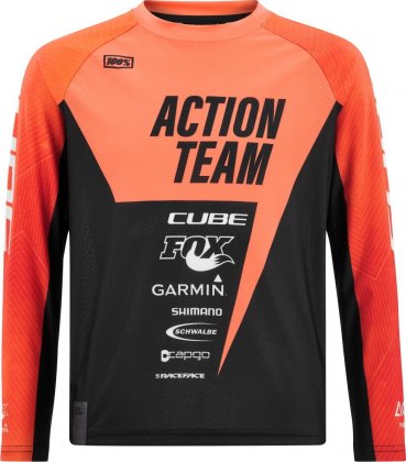 Джерси детское с длинным рукавом Cube Junior Jersey L/S X Actionteam, оранжево-чёрное Orange/Black