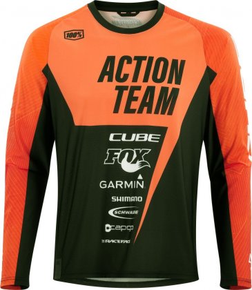 Джерси с длинным рукавом Cube Edge Round Neck Jersey L/S X Actionteam, оранжево-чёрное Orange/Black