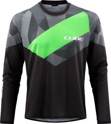 Джерси с длинным рукавом Cube Edge Round Neck Jersey L/S, чёрно-зелёное Black/Green