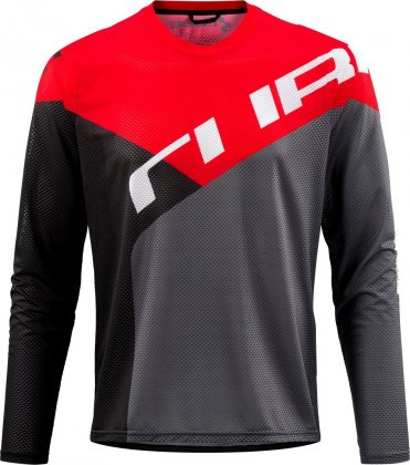 Джерси с длинным рукавом Cube Edge Round Neck Jersey L/S, чёрно-серо-красное Black/Red