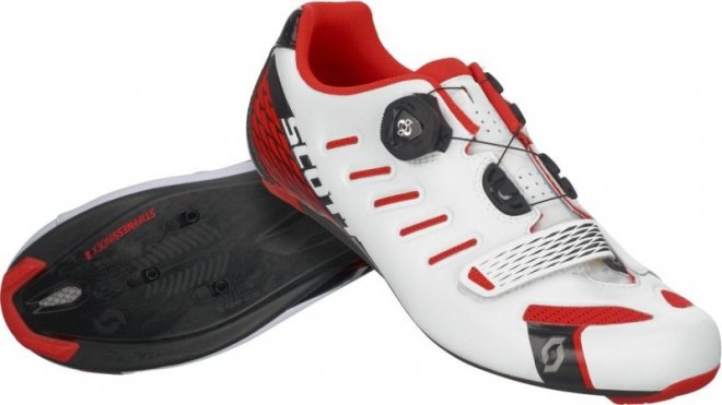 Велообувь Scott Road Team BOA Shoe, бело-красные Glossy White/Neon Red