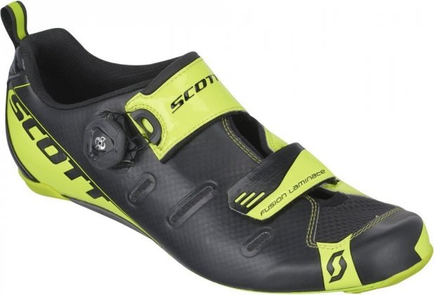 Велотуфли Scott Road Tri Carbon Shoe, чёрно-жёлтые Black/Neon Yellow