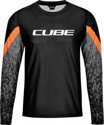 Джерси с длинными рукавами Cube Edge Round Neck Jersey L/S, чёрное с оранжевыми элементами Black/Orange