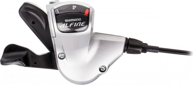 Манетка правая Shimano Alfine SL-S503, с тросом и оплёткой, серебристая Silver