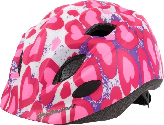 Шлем подростковый, фляга и флягодержатель Polisport S Junior Premium, розовый с сердечками Glitter hearts