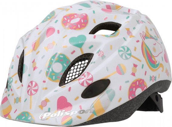Шлем детский, фляга и флягодержатель Polisport XS Kids Premium, бело-розово-зелёный Lollipops