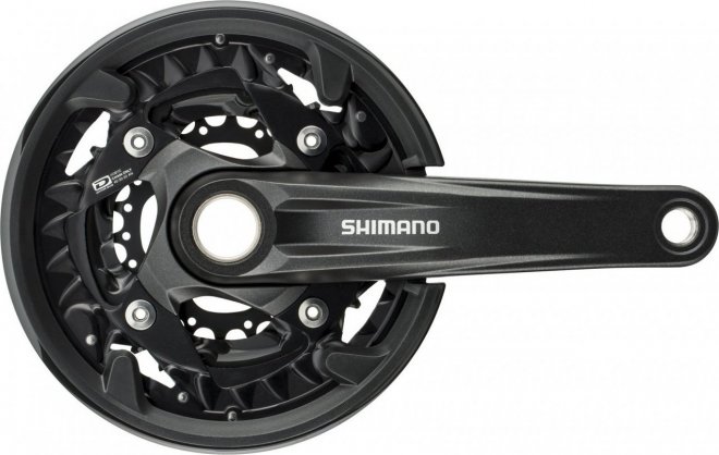 Система с интегрированным валом Shimano FC-MT500-3, длина шатунов 175 мм, с защитой цепи