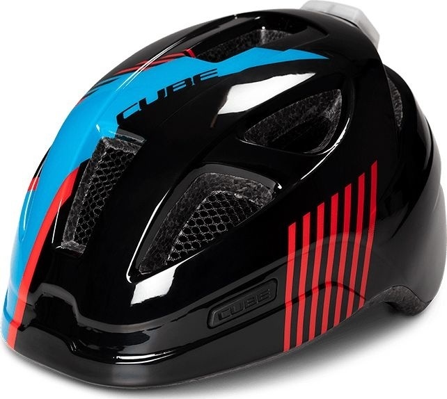 Шлем детский Cube Lume, чёрный с синими и красными элементами Action Team