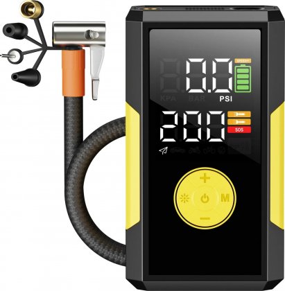 Насос портативный электронный JFEGWO Portable Air Inflator, чёрно-жёлтый Yellow