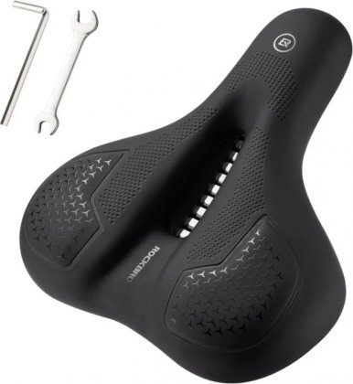 Седло RockBros Comfort Gel Bike Seat Breathable Waterproof Saddle Cruiser/Mountain/Fat Bikes, чёрное Black