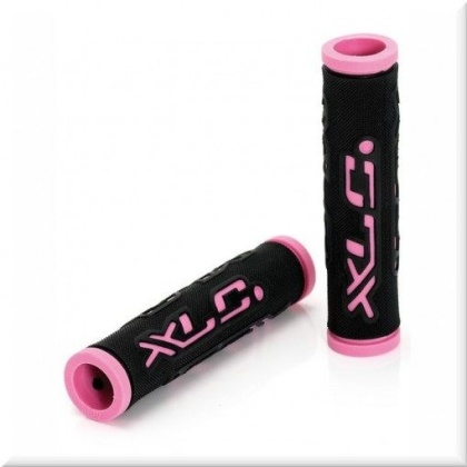 Грипсы XLC Bar Grips Dual Colour 125 mm GR-G07, чёрно-розовые