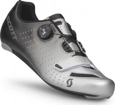 Велотуфли Scott Road Comp BOA Shoe, серебристые с чёрными элементами Black Fade/Metallic Silver