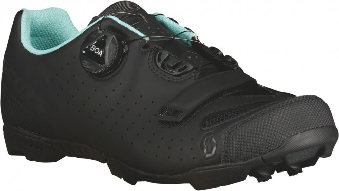 Велообувь женская Scott MTB Comp BOA® Women's Shoe, чёрная с голубой внутренней частью Black/Light Blue