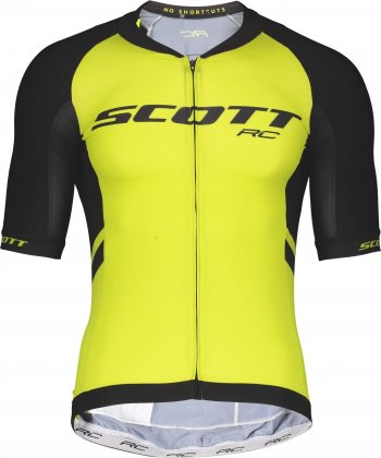 Веломайка с коротким рукавом Scott RC Premium ITD S/SL Shirt, жёлто-чёрная Sulphur Yellow/Black