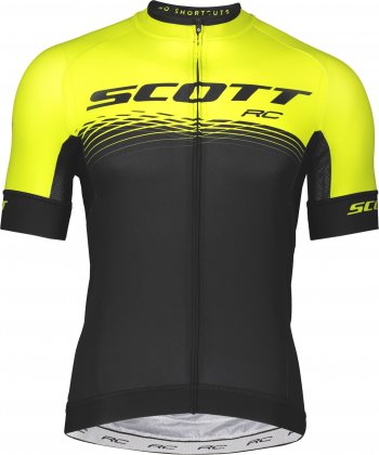 Веломайка с коротким рукавом Scott RC Pro S/SL Shirt, жёлто-чёрная Sulphur Yellow/Black