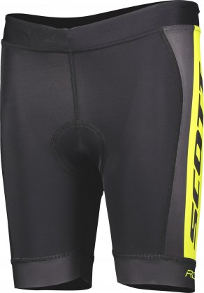 Велотрусы детские Scott RC Pro Junior Shorts, чёрно-жёлтые Black/Sulphur Yellow