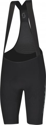 Велотрусы с лямками Scott RC Premium Kinetech ++++ Men's Bibs, чёрные с серыми надписями Black/Dark Grey