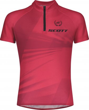 Веломайка детская с короткими рукавами Scott RC Pro s/sl Junior Shirt, ярко-розовая Lollipop Pink/Black