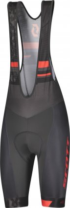 Велотрусы с лямками Scott RC Team ++ Men's Bibshorts, тёмно-серые с красными надписями Dark Grey/Fiery Red