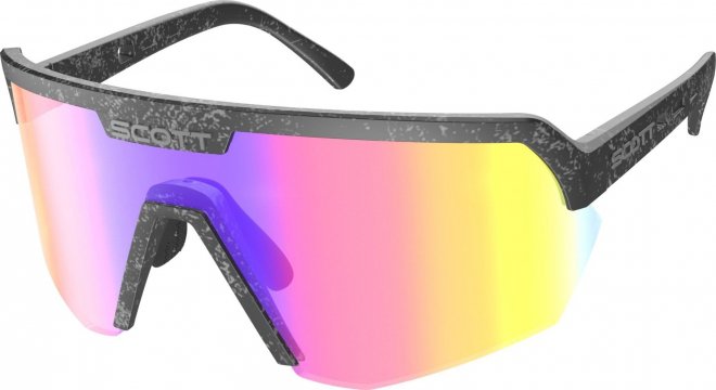 Очки спортивные Scott Sport Shield Sunglasses, чёрно-серые с линзой радужного цвета Marble Black/Teal Chrome