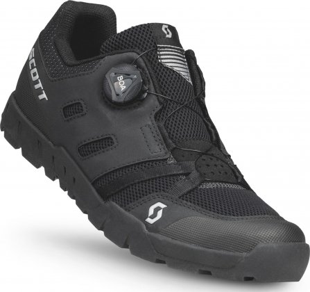 Велообувь неконтактная Scott Sport Crus-r Flat BOA® Shoe, чёрная Black/Silver