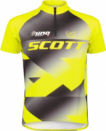 Веломайка детская с короткими рукавами Scott Jr RC Pro s/sl Junior Shirt, жёлто-чёрная Black/Sulphur Yellow
