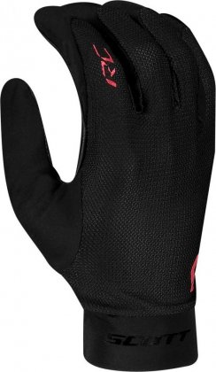 Перчатки с длинными пальцами Scott RC Premium LF Glove, чёрные с красными надписями Black/Lollipop Pink