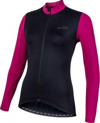 Джерси с длинным рукавом женское Nalini AIW LW Lady Jersey 2.0, чёрное с рукавами цвета мадженты 4180