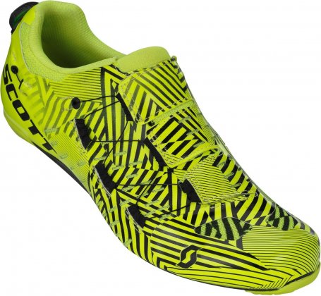 Велотуфли Scott Road Tri Carbon Shoe, жёлто-чёрные Glossy Sulphur Yellow/Black