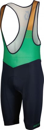 Велотрусы с лямками Scott RC Team ++ Men's Bib Shorts, сине-зелёные Dark Blue/Amazon Green