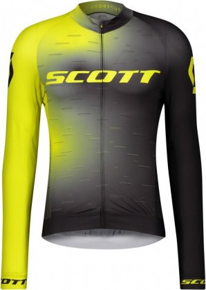 Веломайка с длинными рукавами Scott RC Pro L/SL Men's Shirt, жёлто-чёрная Sulphur Yellow/Black